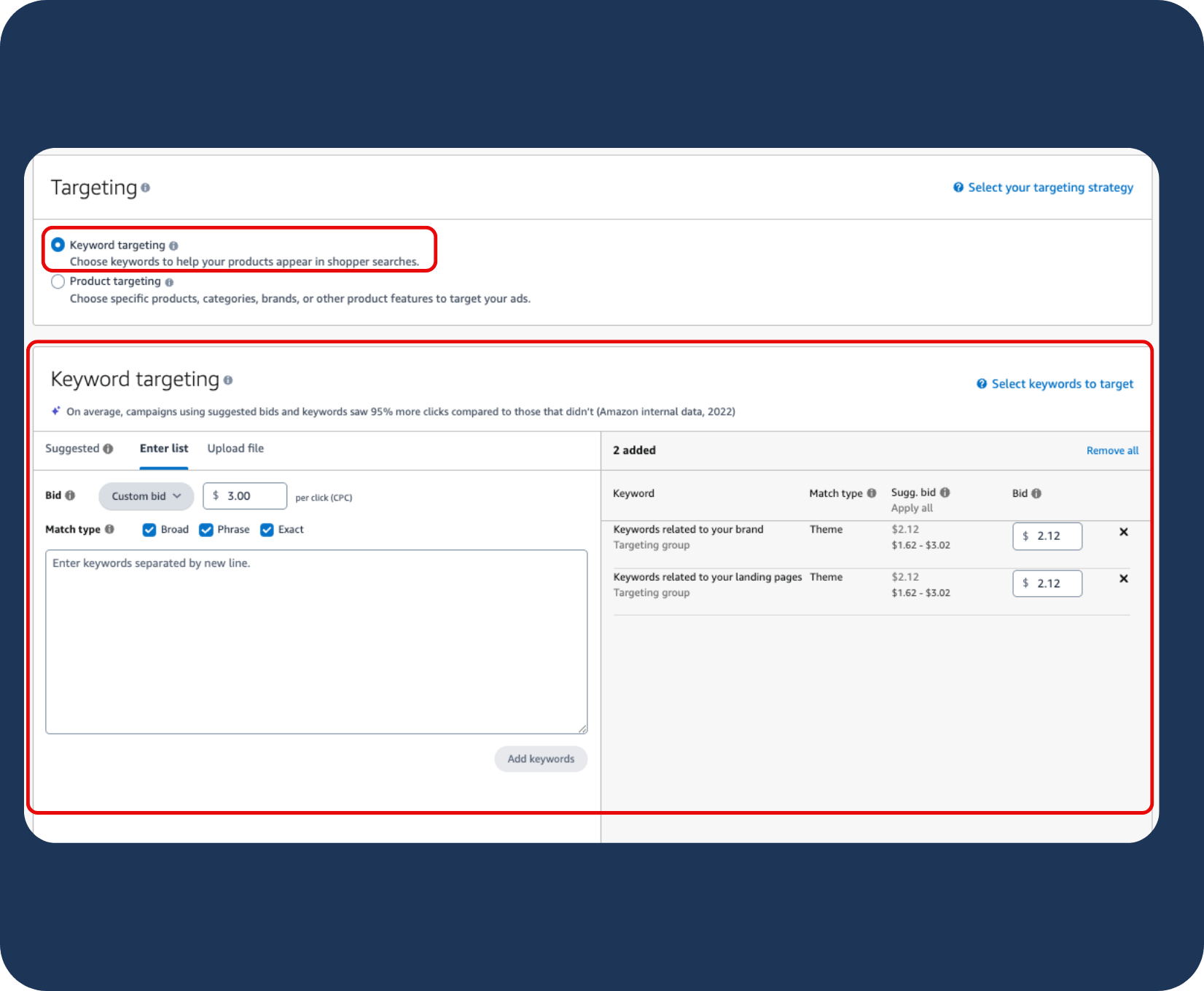 Choose targeting style for Amazon Sponsored Brands ads: keyword, product, category, or attribute targeting.